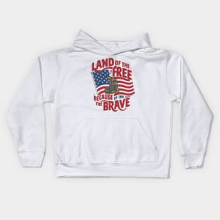 Memorial day design - Land of the free because of the brave Kids Hoodie